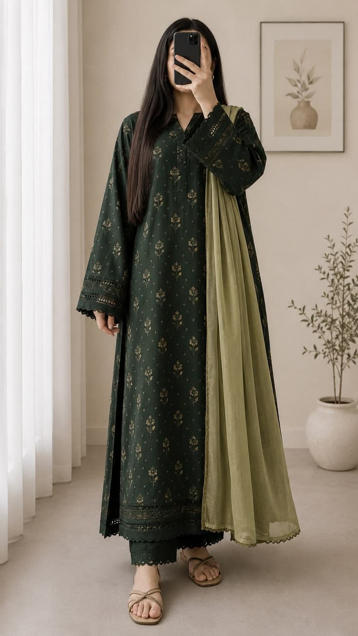 Handworked Kurta Pant with Organza Dupatta