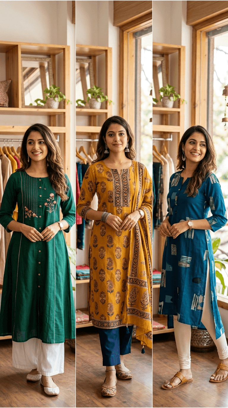 Women Handcrafted Silk Festive Kurti Set