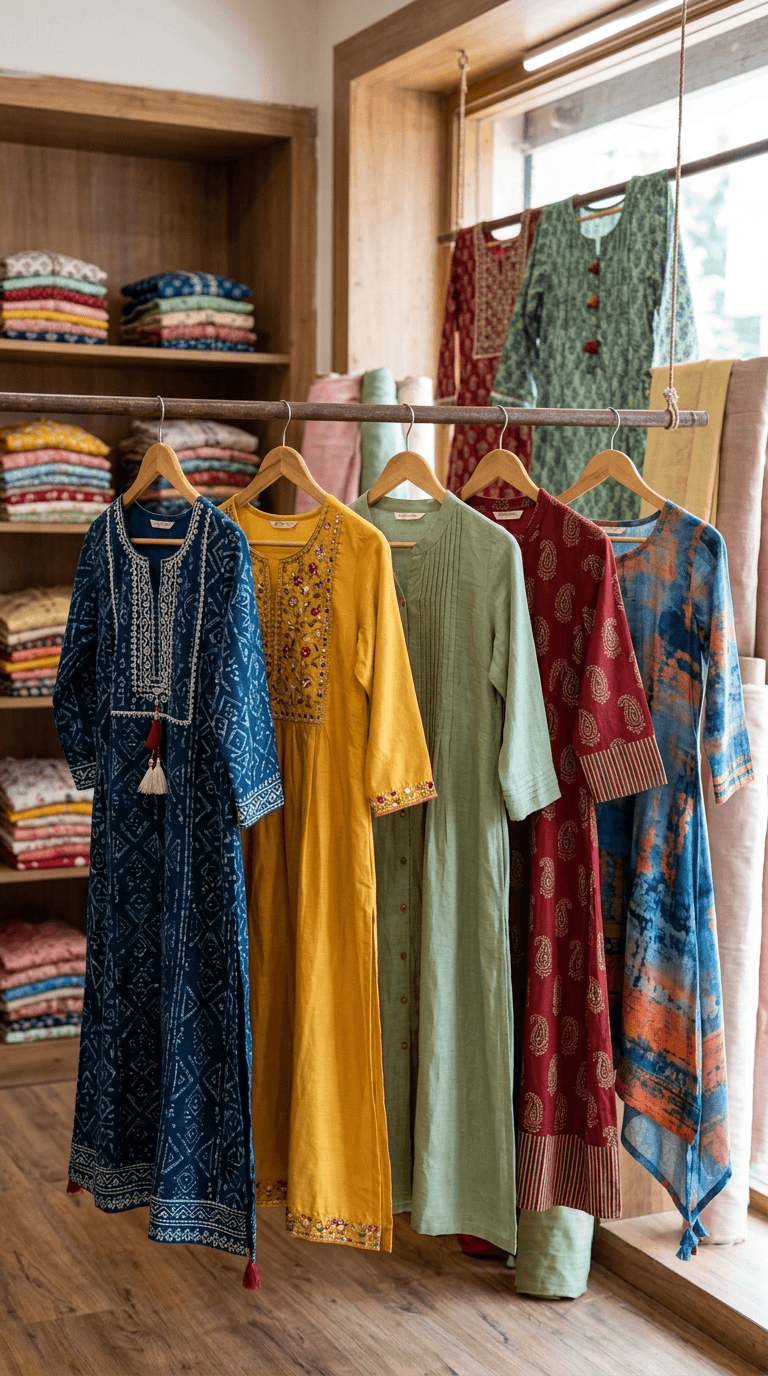 Kashida Chanderi Silk Kurta